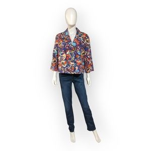 R.Q.T. Petite Multicolored Abstract One Button Light Blazer, PXL